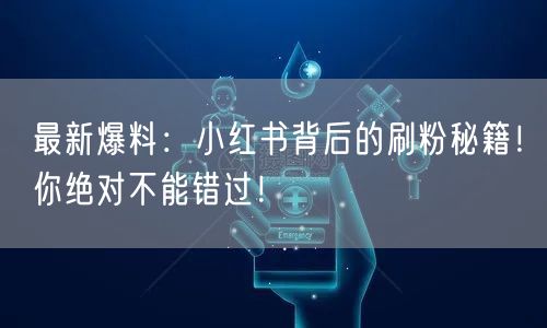 最新爆料:小红书背后的刷粉秘籍!你绝对不能错过!